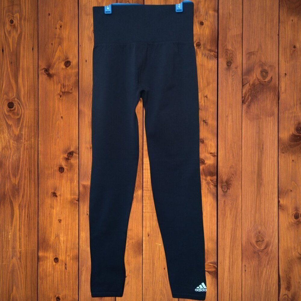 Adidas Primeknit XS?? Women's Black Comfort Waistband Leggings Pants Logo READ